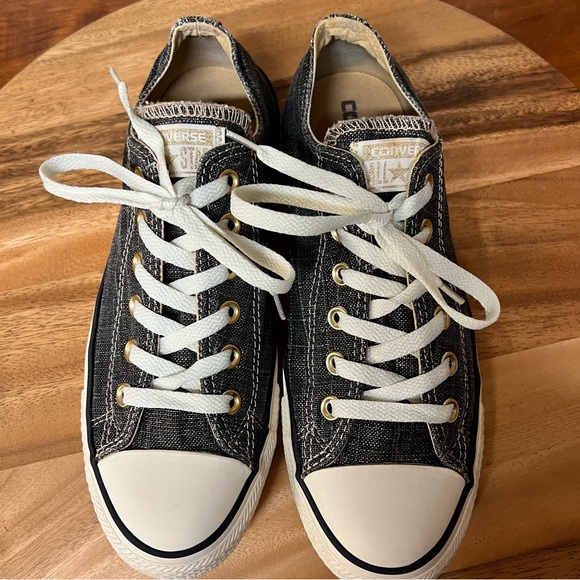 Converse Chuck Taylor All Star Ox sneakers black/grey/gold woven Women’s Size 9 - Picture 7 of 16